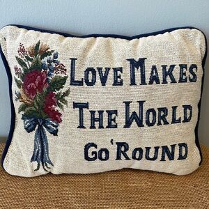 Vintage 90’s accent pillow /love makes the world go round